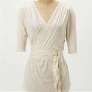 Anthropologie wrap top with embroidered back panel